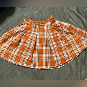 Orange ,plaid ,aesthetic skirt.